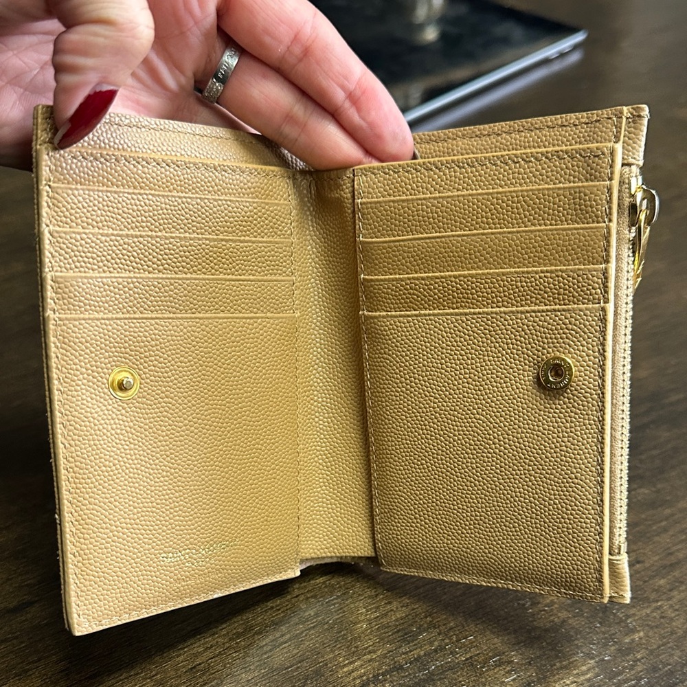Yves Saint Laurent Gold Quilted Wallet - Picture 3 of 6